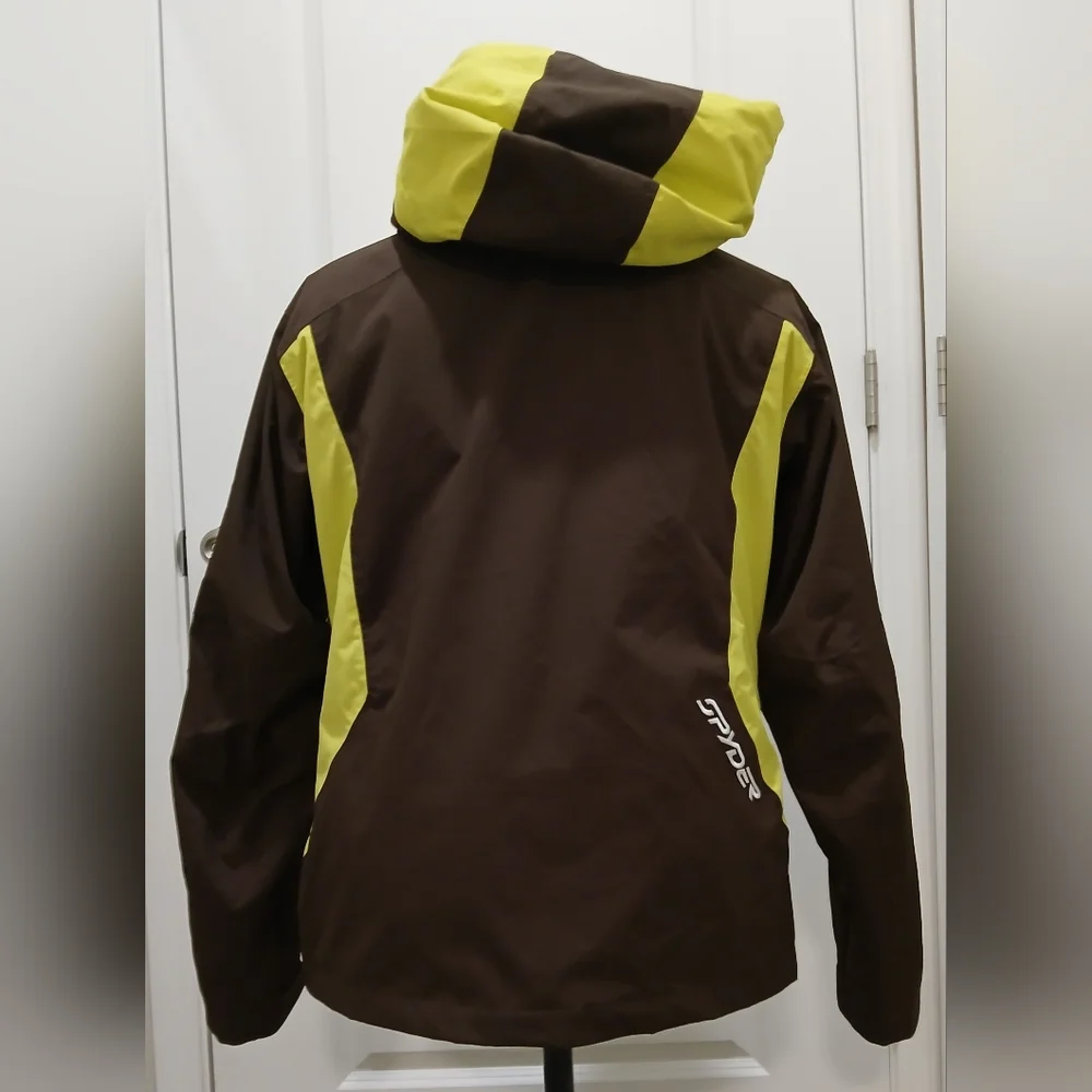 Spyder Brown &‎ Lime Green Ski Winter Snow Coat - Picture 7 of 16